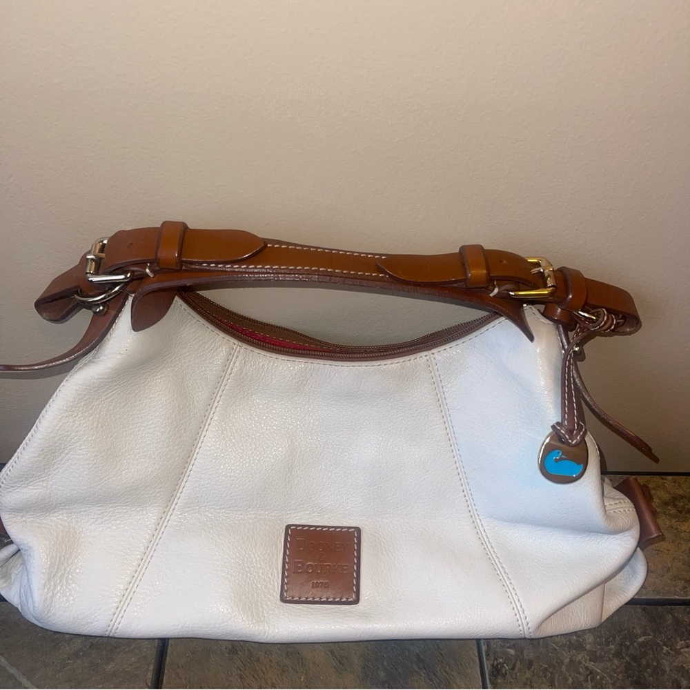 Dooney & Bourke White and Brown Shoulder Bag